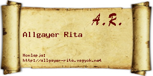 Allgayer Rita névjegykártya
